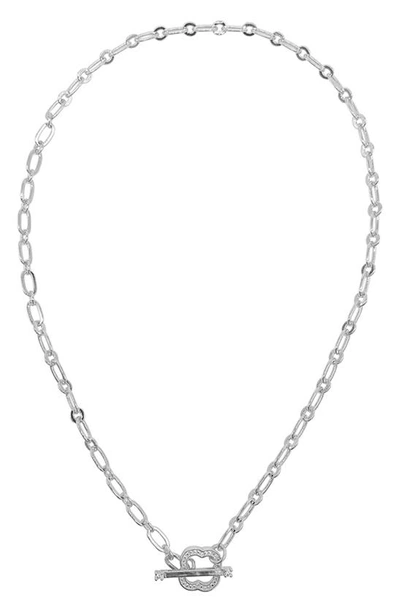 Shop Adornia Crystal Clover Paperclip Chain Necklace In Silver