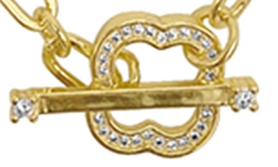 Adornia Crystal Clover Paperclip Chain Necklace In Yellow