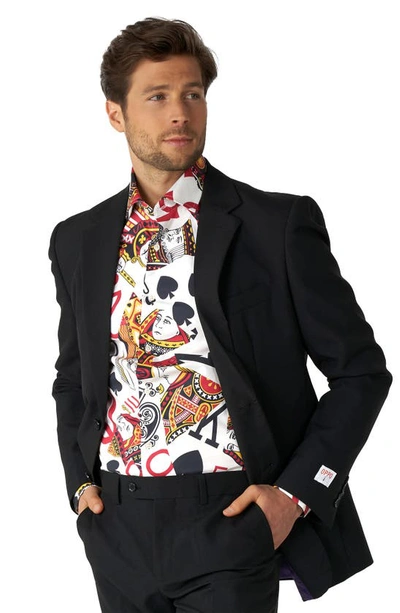 Shop Opposuits King Of Clubs Button-up Shirt In Grey