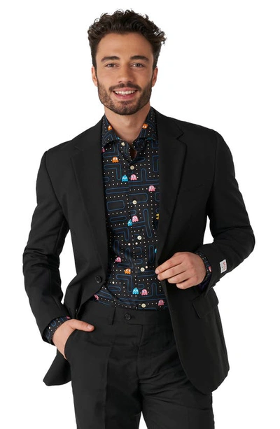 Shop Opposuits Pac-man Button-up Shirt In Black