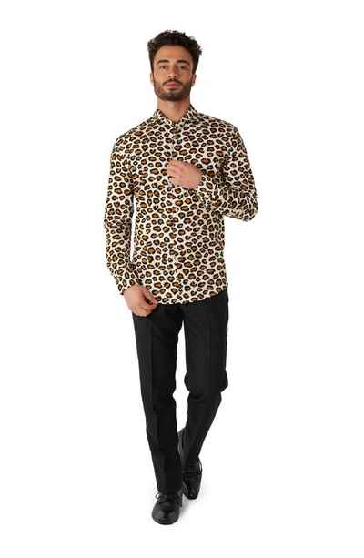 Opposuits The Jag Trim Fit Button-up Shirt In Beige
