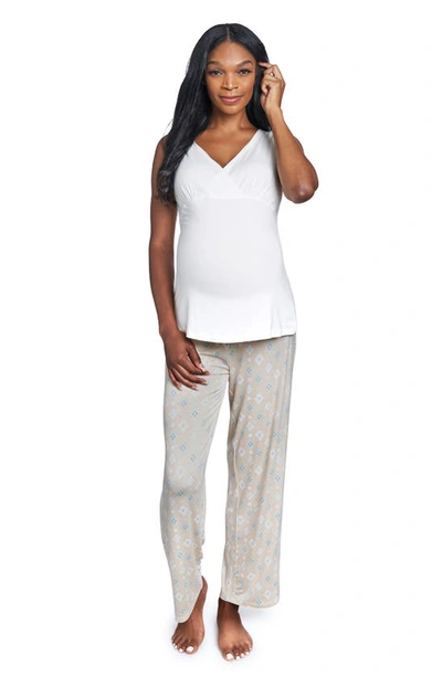 Shop Everly Grey Analise During & After 5-piece Maternity/nursing Sleep Set In Mosaic
