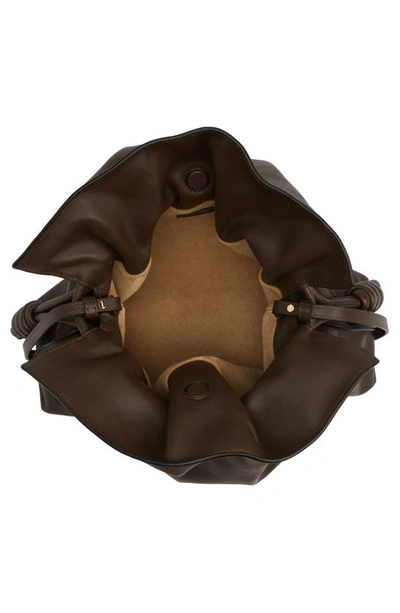 Shop Loewe Flamenco Leather Clutch In Chocolate 3606