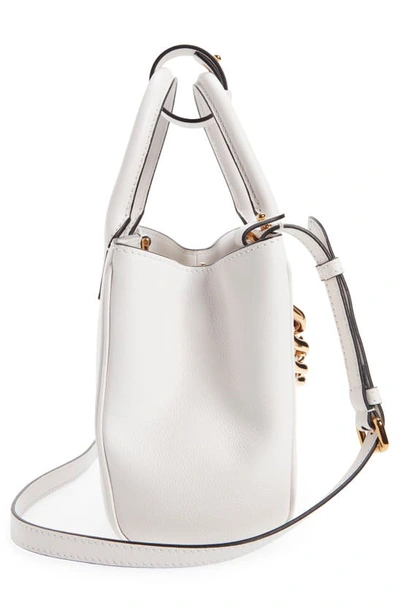 Shop Versace Small La Medusa Chain Veau Leather Tote In Optical White- Gold