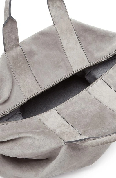 Shop Zegna Suede Duffle Bag In Light Grey