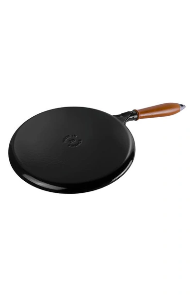 Staub Cast Iron 11-inch Crepe Pan With Spreader & Spatula - Matte Black In Black
