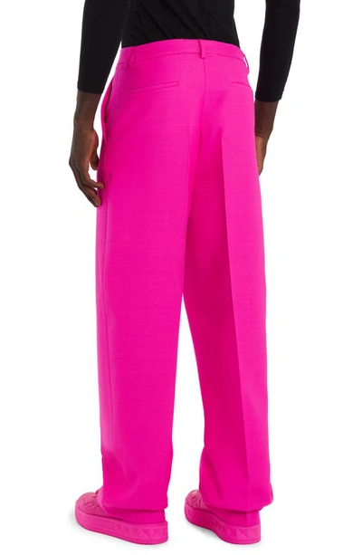 Shop Valentino Relaxed Virgin Wool & Silk Trousers In Uwt - Pink Pp