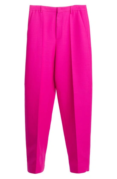 Shop Valentino Relaxed Virgin Wool & Silk Trousers In Uwt - Pink Pp