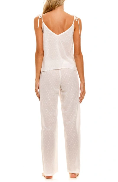 Shop The Lazy Poet Bianca Cotton Swiss Dot Camisole Pajamas In White