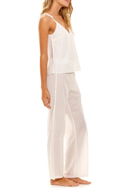 Shop The Lazy Poet Bianca Cotton Swiss Dot Camisole Pajamas In White