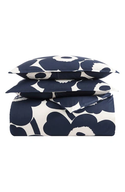 Shop Marimekko Unikko Comforter & Sham Set In Indigo Blue