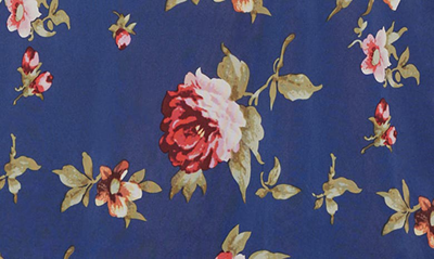 Shop Oh La La Cheri Naeva Floral Print Lace Trim Babydoll Chemise In Estate Blue Scattered Ros
