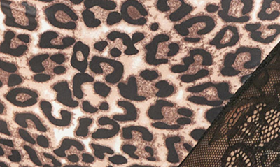 Shop Oh La La Cheri Jolene Leopard Print Lace Trim Satin Teddy In Leopard/ Black