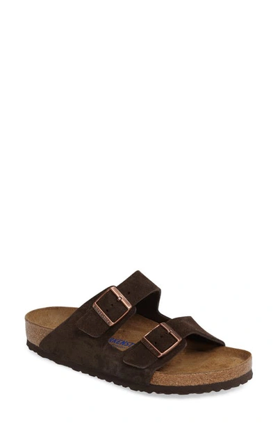 Shop Birkenstock Arizona Soft Slide Sandal In Mocha Suede