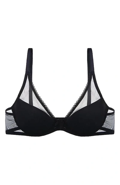 Journelle Victoire Tulle And Stretch-jersey Underwired Plunge Bra In Noir