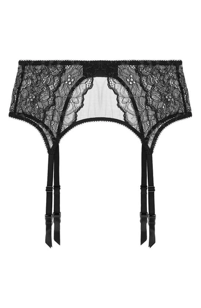 Journelle Lexi Lace Suspender Belt In Onyx