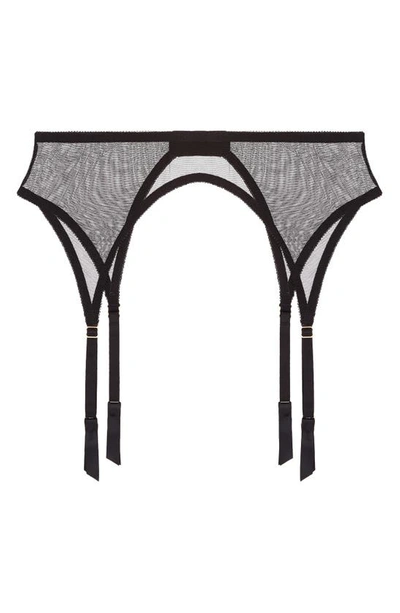 Shop Journelle Odette Classic Mesh Garter Belt In Noir