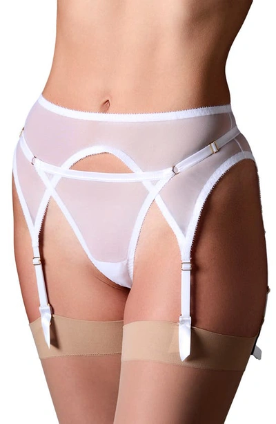 Shop Journelle Odette Classic Mesh Garter Belt In Blanc