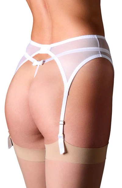 Shop Journelle Odette Classic Mesh Garter Belt In Blanc