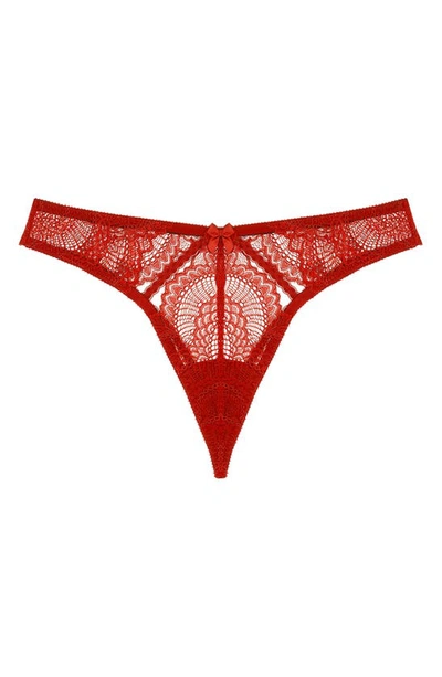 Shop Journelle Natalia Lace G-string Thong In Scarlet