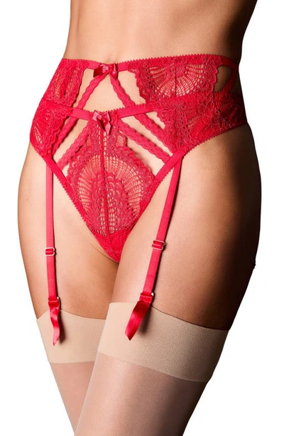 Shop Journelle Natalia Lace Suspender Belt In Scarlet