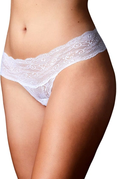 Shop Journelle Sapna Mid Rise Lace Thong In Lune