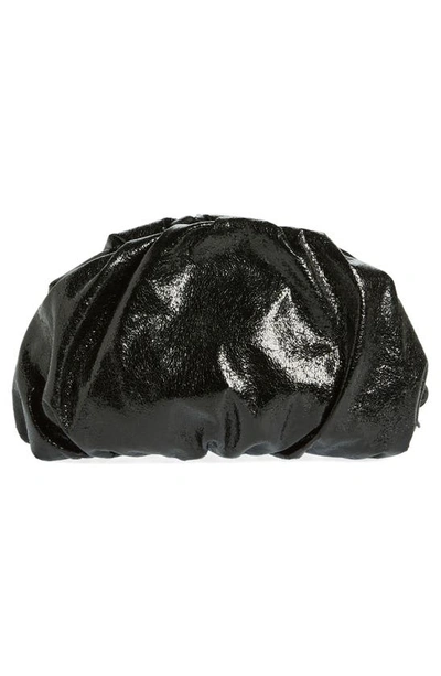 Shop Rebecca Minkoff Ruched Faux Leather Clutch In Black/ Black