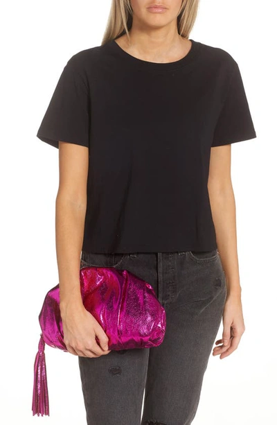 Shop Rebecca Minkoff Ruched Faux Leather Clutch In Bouganville