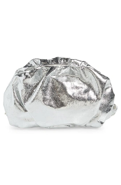 Rebecca Minkoff Ruched Zip Faux-leather Clutch Bag In Silver