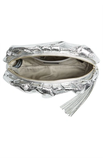 Rebecca Minkoff Ruched Zip Faux-leather Clutch Bag In Silver