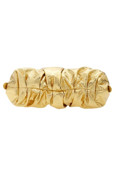 Shop Rebecca Minkoff Ruched Faux Leather Clutch In Solid Gold