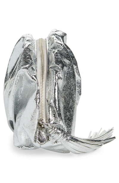 Shop Rebecca Minkoff Ruched Faux Leather Clutch In Silver