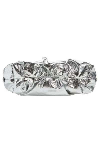 Rebecca Minkoff Ruched Zip Faux-leather Clutch Bag In Silver