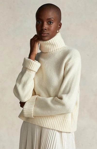 Polo Ralph Lauren Boxy Wool-cashmere Turtleneck Sweater In Authentic Cream  | ModeSens