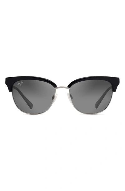 Shop Maui Jim Lokelani 55mm Polarized Cat Eye Sunglasses In Black With Silver