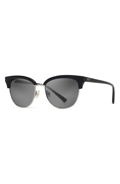 Maui Jim Lokelani 55mm Polarized Cat Eye Sunglasses In Black With Silver