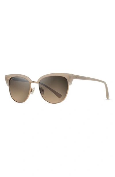 Shop Maui Jim Lokelani 55mm Polarized Cat Eye Sunglasses In Milky Almond With Gold