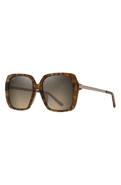 Maui Jim Poolside 55mm Polarized Square Sunglasses In Caramel Tiger