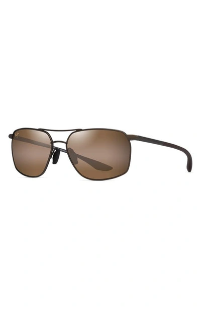 Maui Jim Puu Kukui 58mm Polarized Rectangle Sunglasses In Bronze