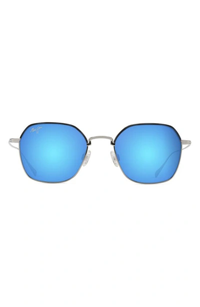 Shop Maui Jim Moon Doggy 52mm Polarized Square Sunglasses In Silver