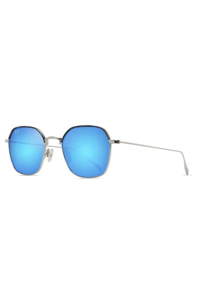 Shop Maui Jim Moon Doggy 52mm Polarized Square Sunglasses In Silver