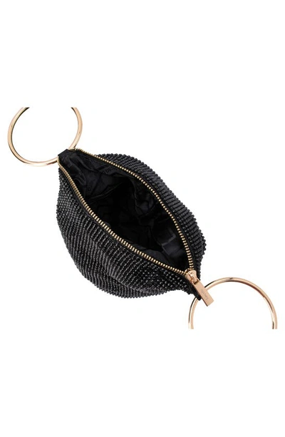 Shop Olga Berg Ellie Crystal Mesh Bag In Black