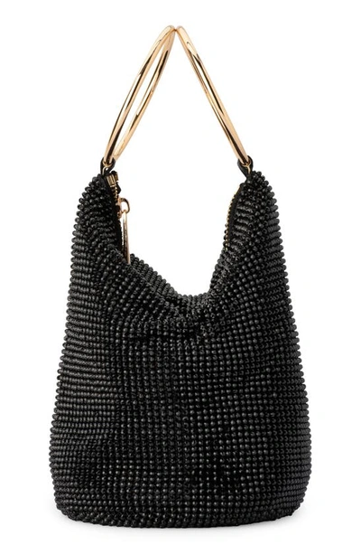 Shop Olga Berg Ellie Crystal Mesh Bag In Black