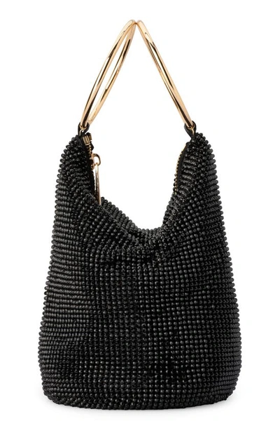 Olga Berg Ellie Crystal Mesh Bag In Black