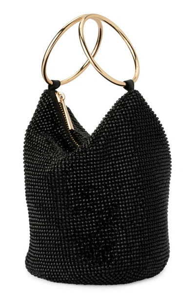 Shop Olga Berg Ellie Crystal Mesh Bag In Black