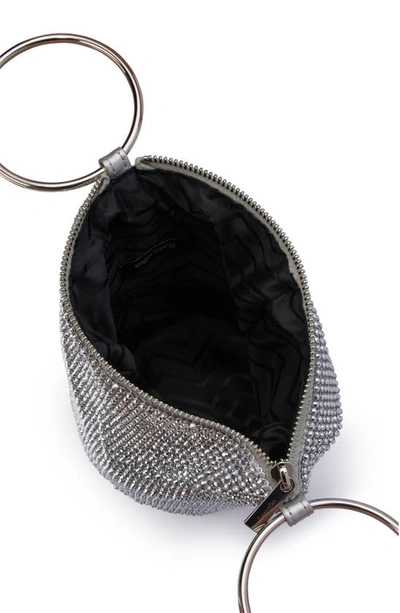 Shop Olga Berg Ellie Crystal Mesh Bag In Silver