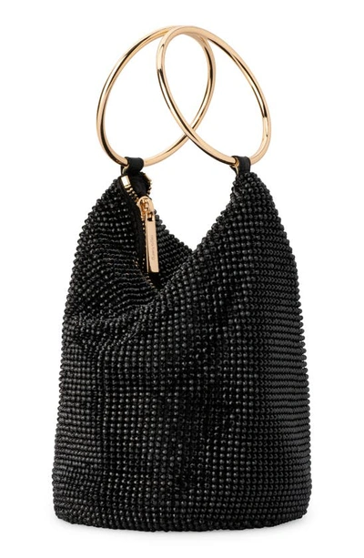 Shop Olga Berg Ellie Crystal Mesh Bag In Black