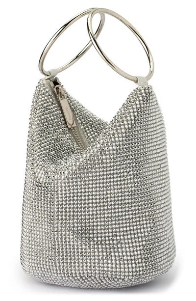 Olga Berg Ellie Crystal Mesh Bag In Silver