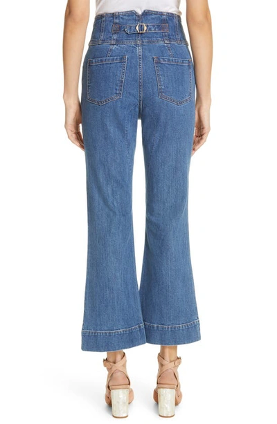 Shop Ulla Johnson Ellis High Waist Crop Flare Jeans In Mid Wash