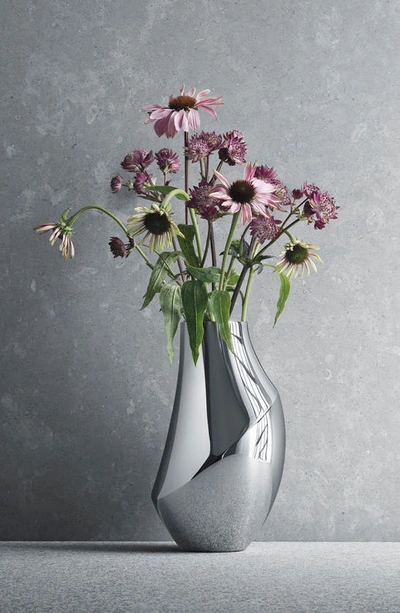 Shop Georg Jensen Flora Vase In Silver